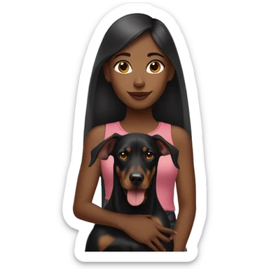 Black girl with doberman  sticker