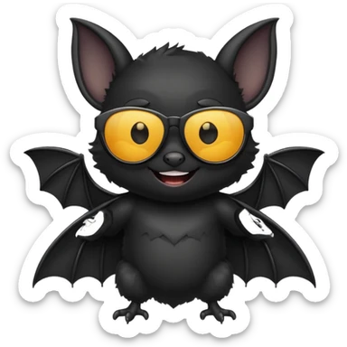 cute bat with sunglasses, full body sticker