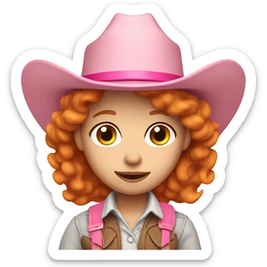 Ginger white girl with pink cowboy hat sticker