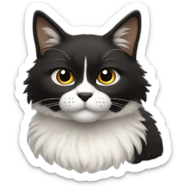 Gato bravo peludo todo preto e peito branco sticker