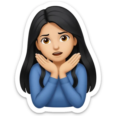  mad, young, Hispanic woman with long black hair, putting her hands around someone's neck  sticker