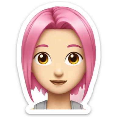 anime girl  pink hair with pink eyes sticker