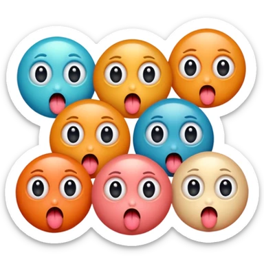 A group of germs all with their tongues out abd big eyes blushing sticker