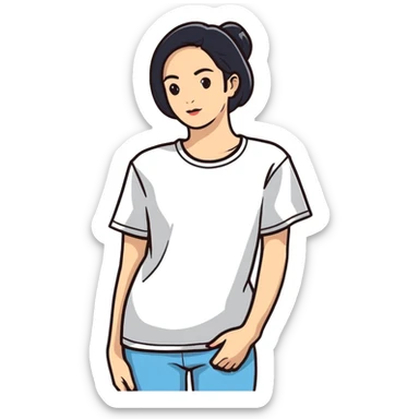 woman wearing a t-shirt sticker