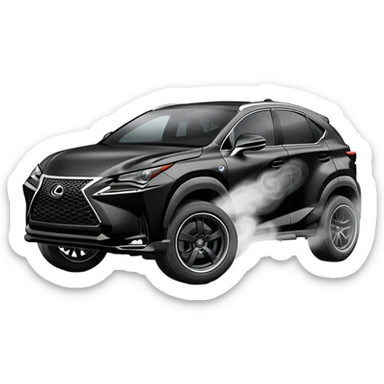 black lexus Nx drift with smoke sticker