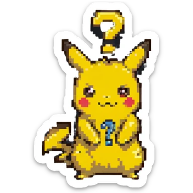 confused Pikachu with question mark sticker