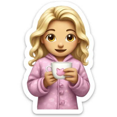 Girl with bow and a tea wearing cute pijama  sticker