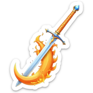 sword fire moon sticker