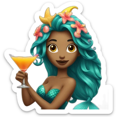 Mermaid drinks coctail sticker