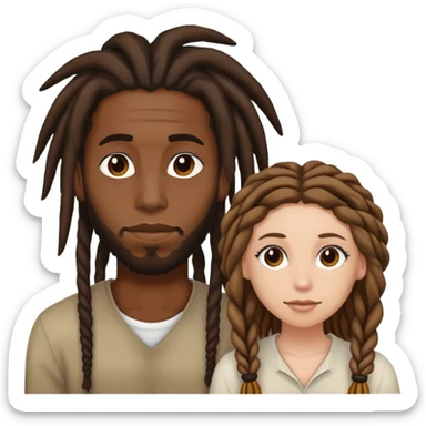 black man with dreads and brunette white girl sticker