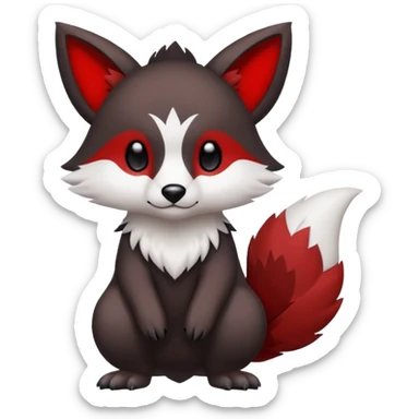 Cute cool white red dark-brown black animal hybrid Fakemon full body sticker