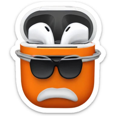 AirPod max, orange sticker