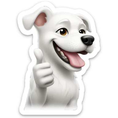 white dog with black spots smiling and giving a thumbs up sticker
