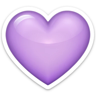 A light purple heart emoji that has the same shape as a normal heart emoji and light reflecting is from the tip of the heart and in straight shape sticker