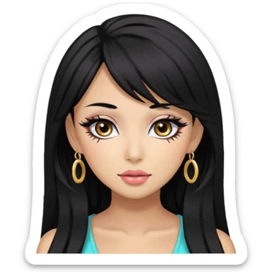 Gyaru girl black hair sticker