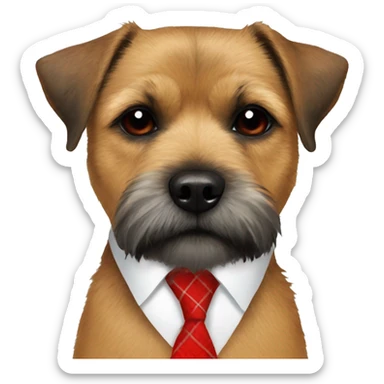 Border terrier with red checked necktie sticker