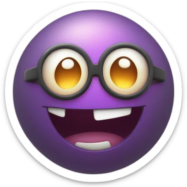 3d sphere with a cartoon smirking lever Blaze skin texture with four eyes sticker