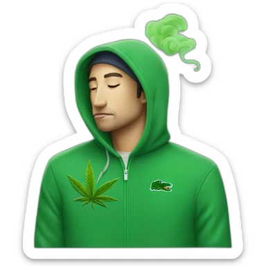 Guy smoking weed using lacoste hoodie sticker