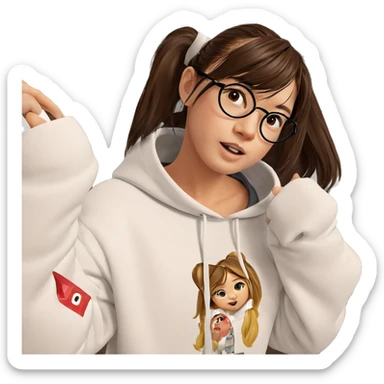girl in white hoodie indoors sticker