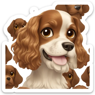 king charles dog with girl with brown hair and hazel eyes happy sticker