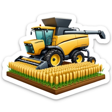 An icon featuring a wheat field, a combine harvester, fertilizer formulas, and plant cells, symbolizing agronomy. The design includes a microscope and soil layers, representing plant science, crop management, and sustainable farming practices. Transparent background highlights agricultural research sticker