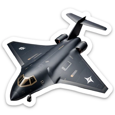B-2 Spirit bomber - Northrop B-2 (Model Year: 2021) (Iconic colour: Stealth black) - A sleek, stealth bomber with smooth, angular contours and a matte jet-black finish. Emphasize a futuristic, minimalist design with a seamless fuselage, low-profile wings, and an overall intimidating stealth aesthetic. sticker