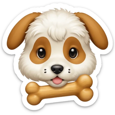 puppy face with white bone  sticker