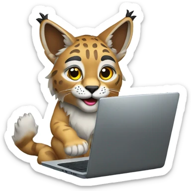 A lynx with a laptop sticker