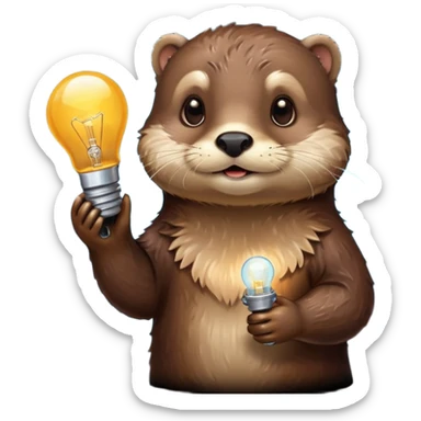 otter holding a lightbulb sticker