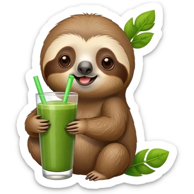 kawaii sloth drinking a green smoothie sticker