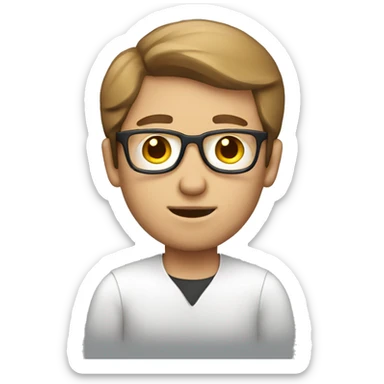 brown short haired white man developer working on macbook sticker