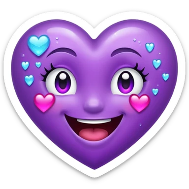 Glittery purple heart that's sideways laughing, tears of joy sticker