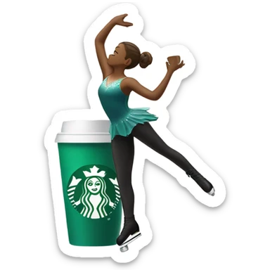 Figure skater drinking Starbucks sticker