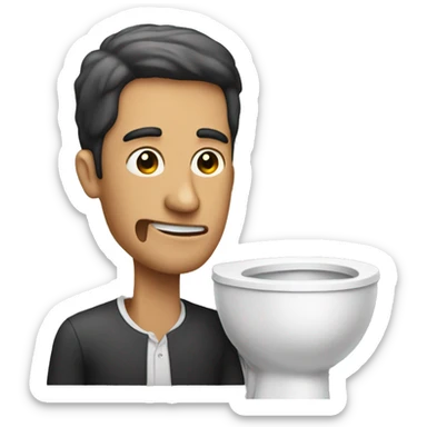 a man with a long neck that comes out a toilet sticker