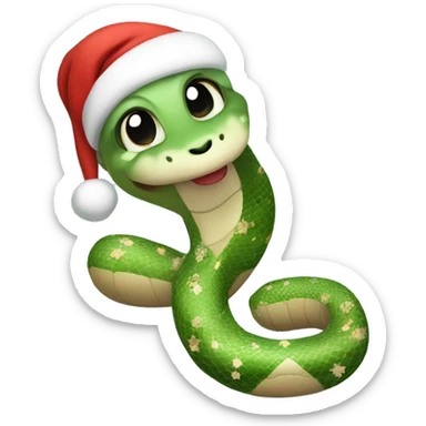 Cute snake with snowflakes and christmas hat sticker