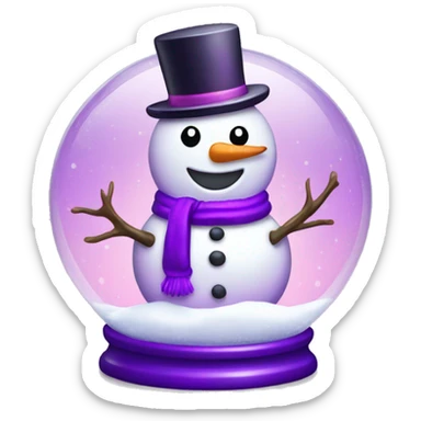 Pink and purple snowman snow globe sticker