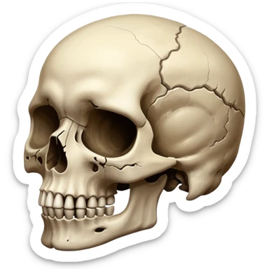 A skull with half turning to dust sticker
