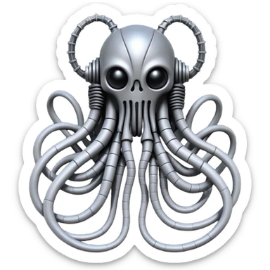 tangled black cables creating a dark biomechanical creature, Giger style sticker