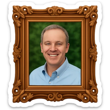 Add a simple photo inside the classic wooden picture frame. Keep the background transparent. sticker