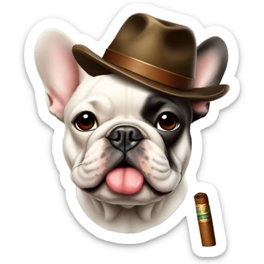 French bulldog with a hat and a cigar  sticker