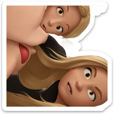 blonde girl with boy companion sticker