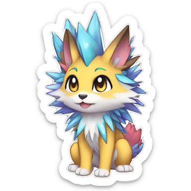 Anthro Scalie Spiky Cool Edgy Magical Shiny Colorful Pastel Sparkle Kemono-style Chibi Fantasy-Animal-Fakémon-Pokémon-Hybrid Fur Sona Aesthetic Full Body sticker
