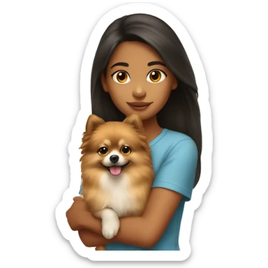Young Latina girl with Pomeranian sticker