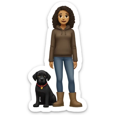 spanish brunette with Uggs and a pup black labrador sticker