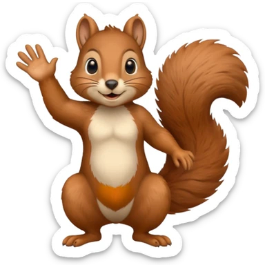 squirrel waving hand from the side sticker