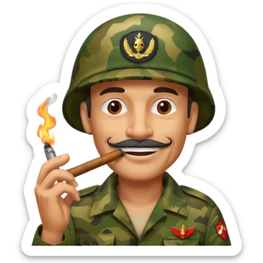 old school jungle commando smoking a cigar with a grin sticker