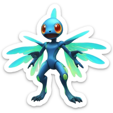 Colorful Neon Colors Vibrant Colors Flying Futuristic Fakémon-Pokémon-Creature Full Body sticker