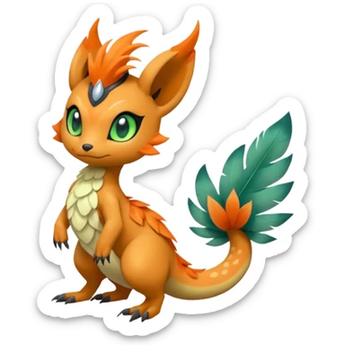 Cute Realistic Meloetta-Dewott-Salandit-Nargacuga-Pokémon-Fakémon-fusion-hybrid-creature sticker