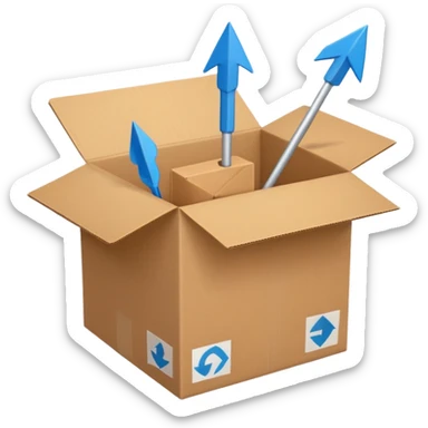 package box with arrows circling around it sticker