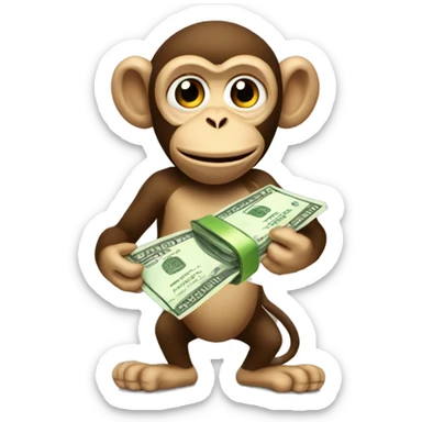 Monkey holding money sticker